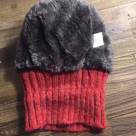 Natasha Buffalo Red Plaid Pom Pom Faux Fur Beanie - Picture 4 of 8